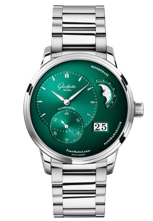 森林綠色PanoMaticLunar 偏心月相腕錶